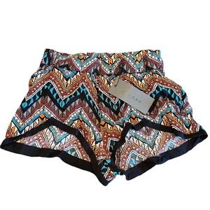 LF Indikah Geometric Elastic Waist High Rise Relaxed Fit Shorts Small